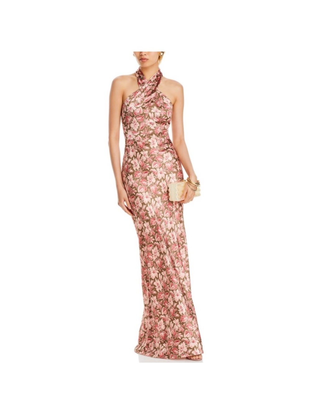 Veronica Beard Pink Floral Halter Maxi Dress